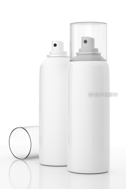 空白白色除臭剂香水喷雾罐模型- 3D插图渲染